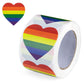 250 Rainbow Stripe Heart Stickers for LGBTQ Pride Parades and Events | Rainbow Flag Heart Shaped Stickers on a Roll