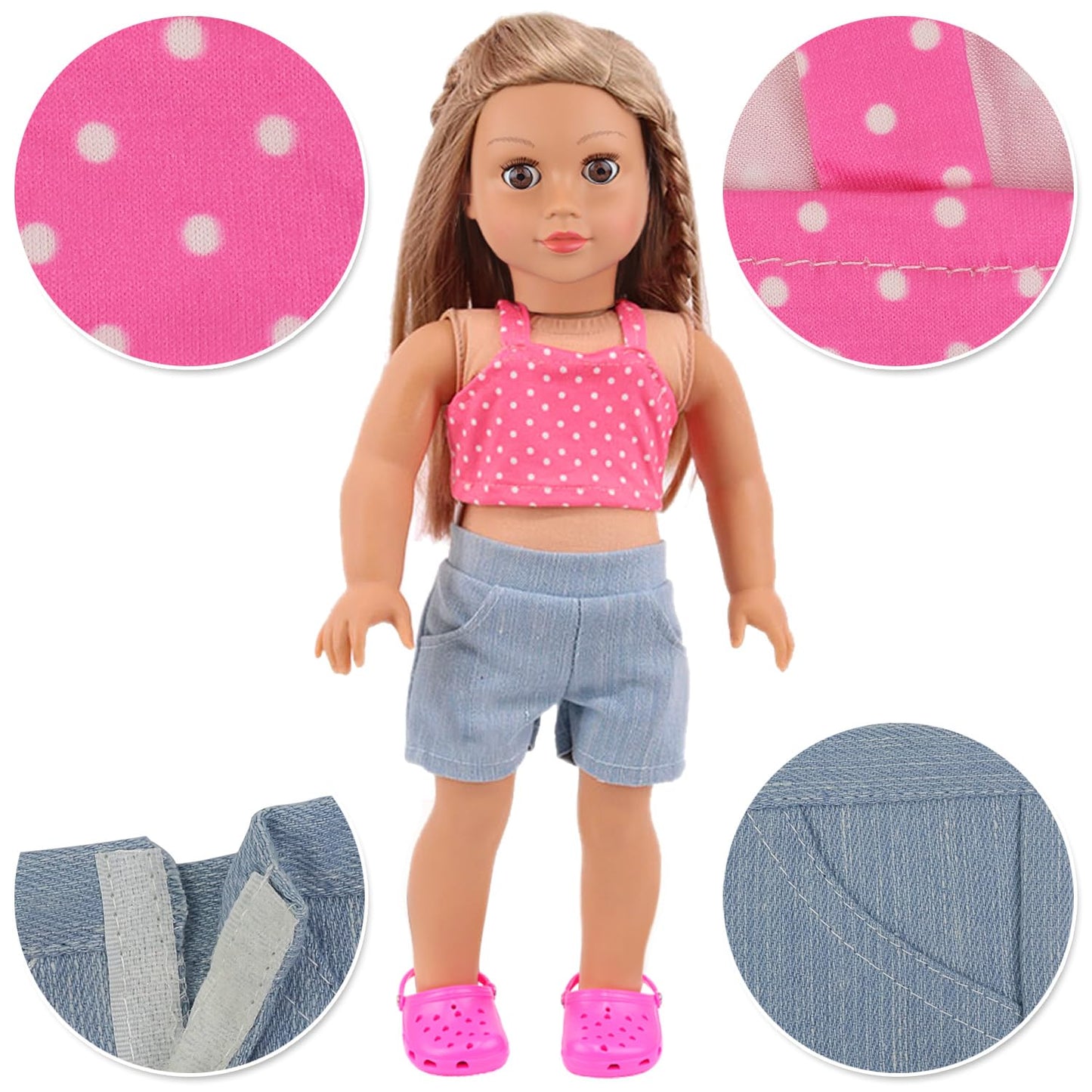 Ecore Fun 10 Sets American 18 Inch Doll Clothes - 18 Pcs Doll Clothing Doll Outfits Dress Swimsuits Jumpsuit Tights For 18 Inch Dolls Christmas Birthday Gift