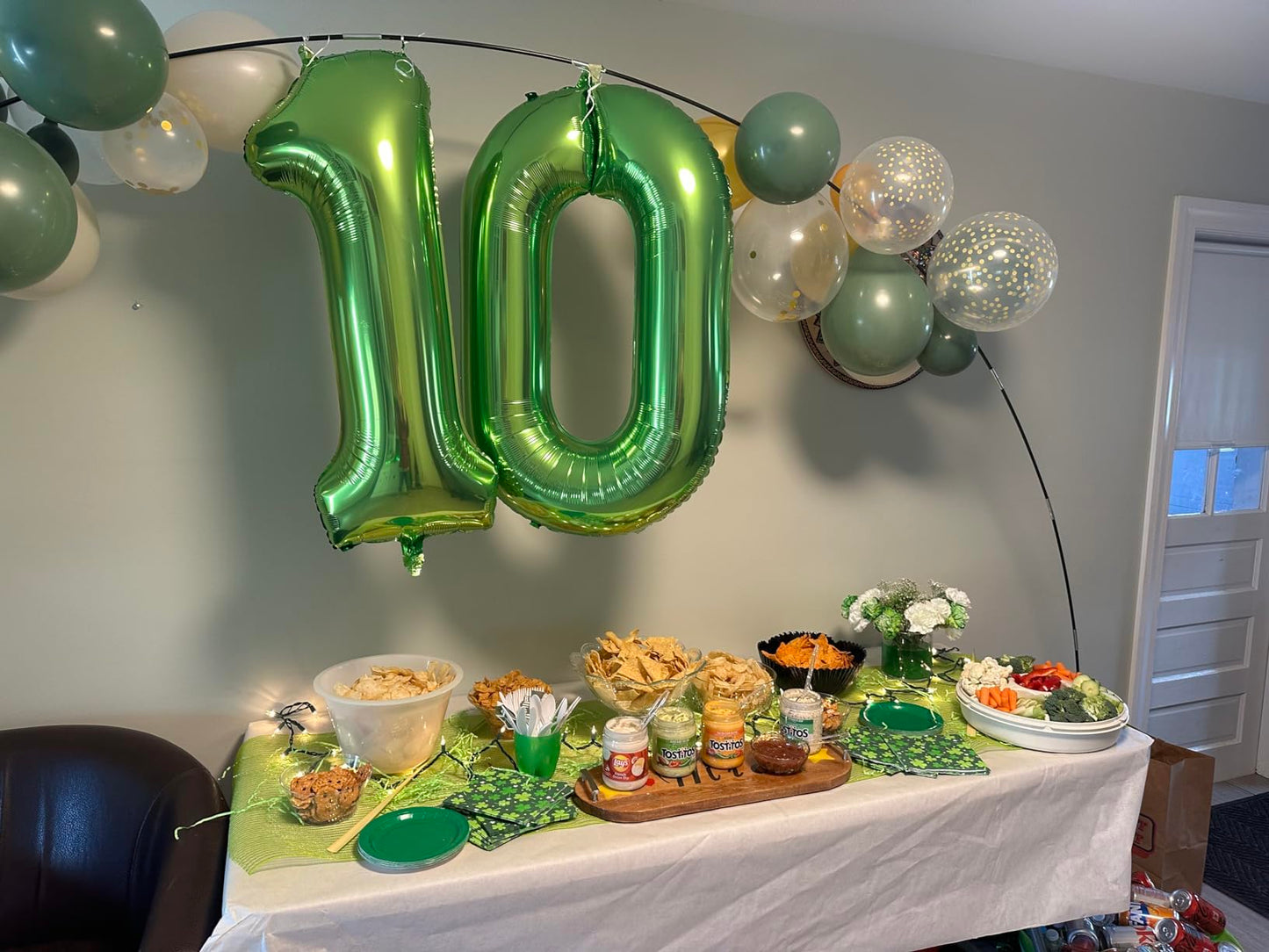 40 Inch Number 7 Balloon, Forestlight Green Jumbo Large Seven Birthday Party Supplier, Mylar Foil Big Balloon Number For 7 17 27