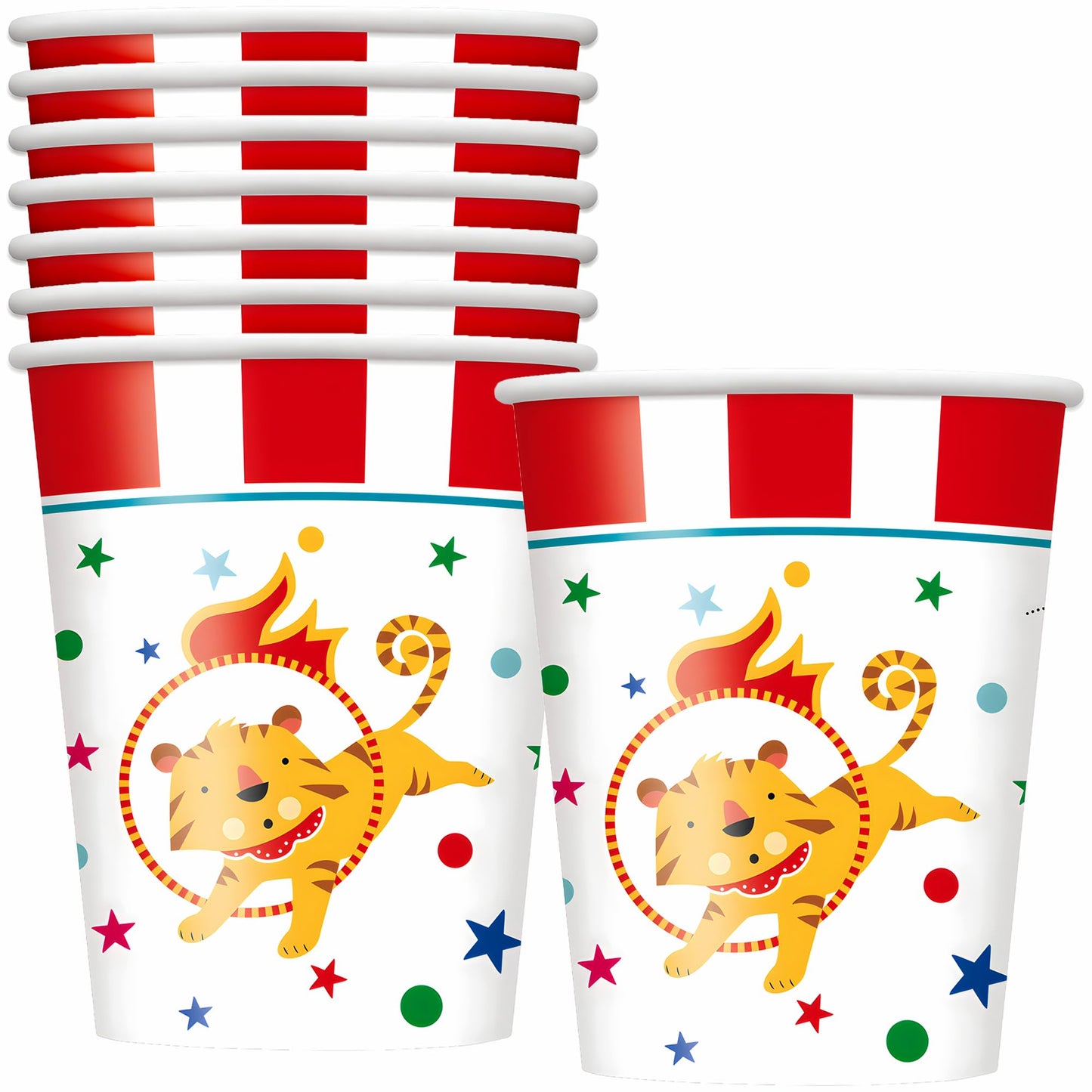 Disposable Paper Cups  9 Oz | Circus Carnival | 8 Pcs