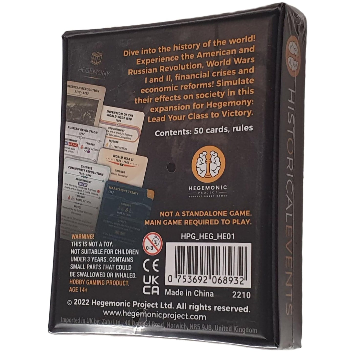 Hegemony: Historical Events Expansion - 50 New Cards Add Events To Your Gameplay, Unique Asymmetric Card Driven Game Board Game,