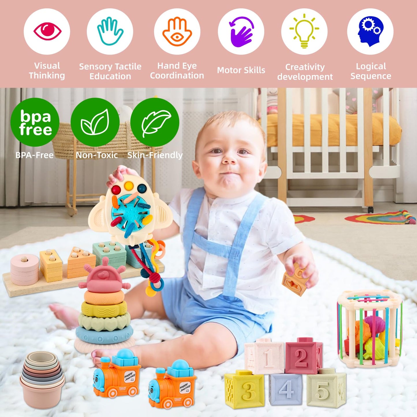 Luckfuture Premium Baby Toys For 6-18 Months, 8 In 1 Montessori Toys Set, Educational Learning Toys For Toddlers 1-3 Years Old T