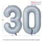40 In Matte Gray Number Balloons Helium Foil Mylar Balloon Birthday Party Banquet Decoration 30