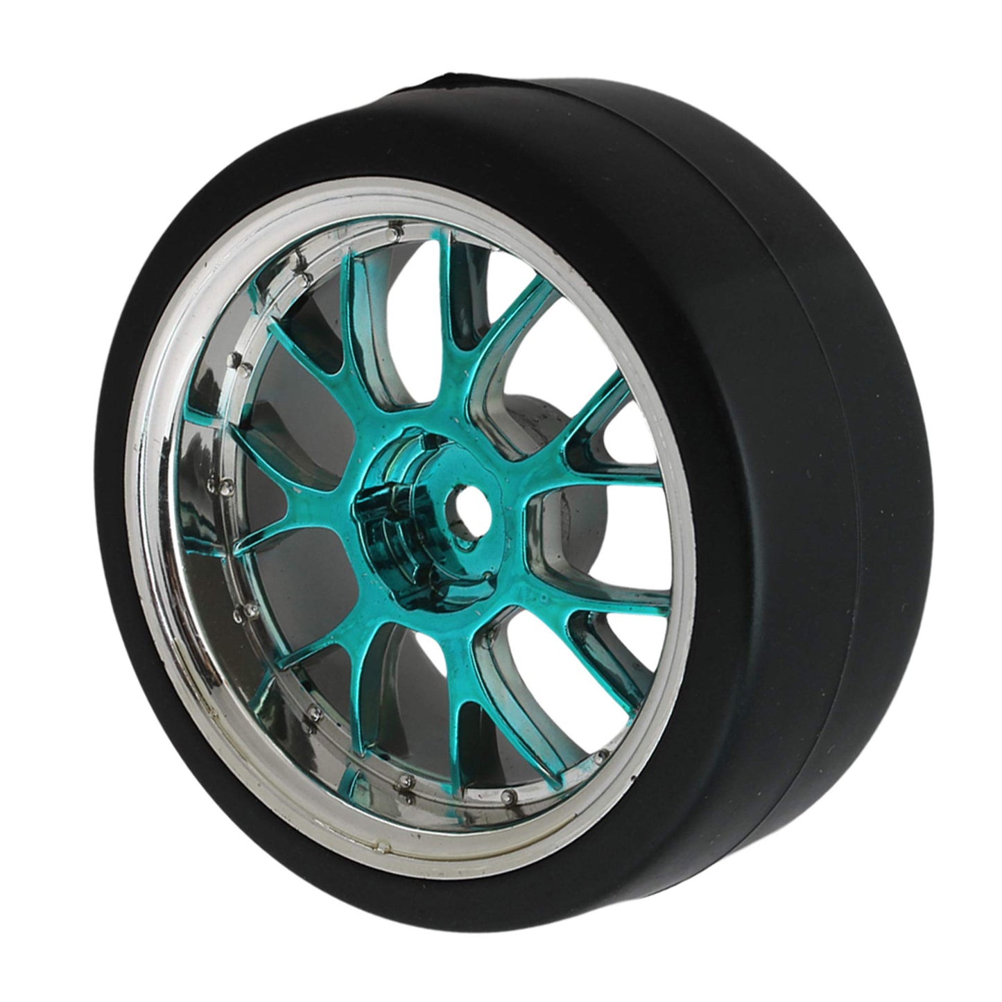 BQLZR Blue Plastic Y Shape Hub Wheel Rim with Smooth Tires for RC 1:10 On-Road Racing Car & Drift Car Pack of 4