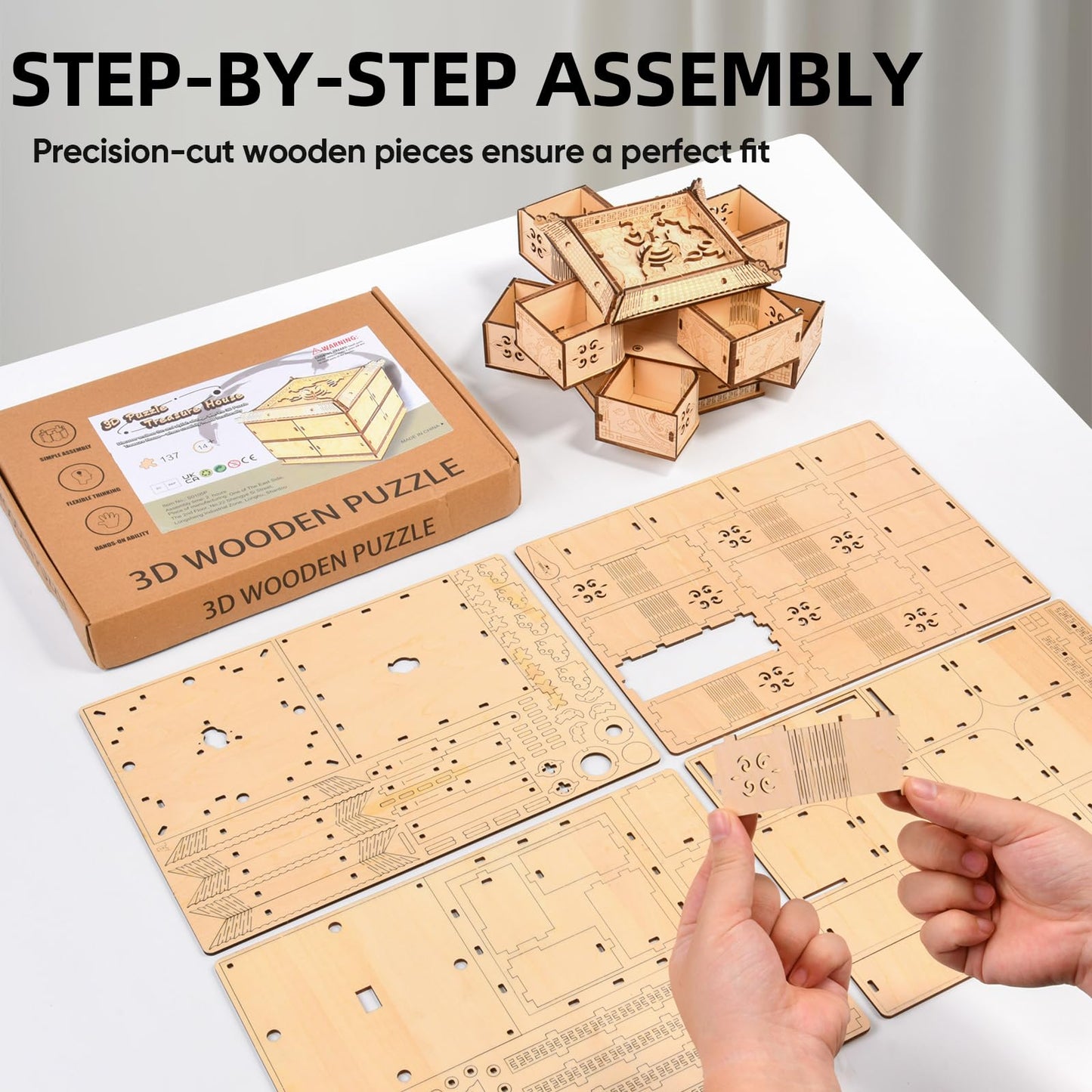 3D Wooden Puzzle Mechanical Treasure Box of Dragon  DIY Model Kits and 3D Puzzles for mature-themeds  Unique Wooden Puzzle for mature-themeds  Hobbies Projects mature-themed Building Sets Gift for Women and Kids