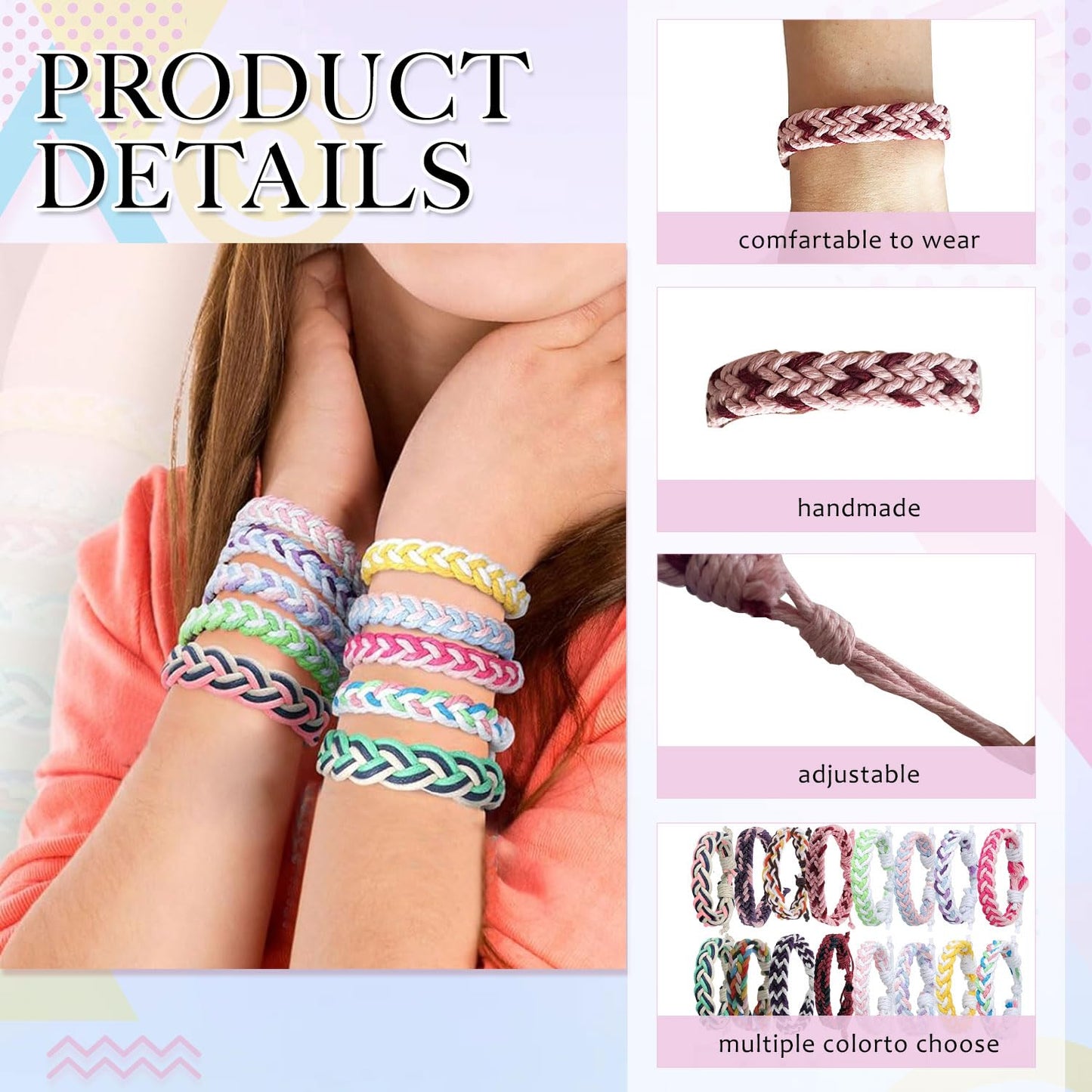 16 Set Friendship Bracelet Party Favors Braided Friendship Bracelets With Cards Adjustable Woven Friendship Bracelets Handmade B