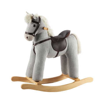 Rock My Baby Rocking Horse Gray, Ride On Pony With Realistic Sound, Wooden Rocking Toy, Rocking Animals, For Boy And Girl Age 2