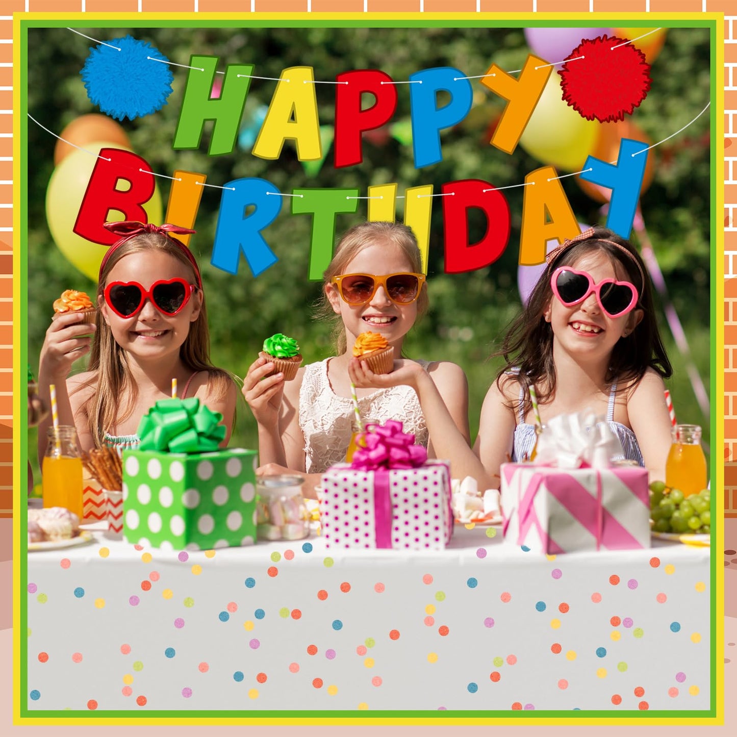 Breling Friend Birthday Banner for Street Theme Pre-strung Birthday Party Cartoon Hanging Decorations for Boys Girls Friend(Colo