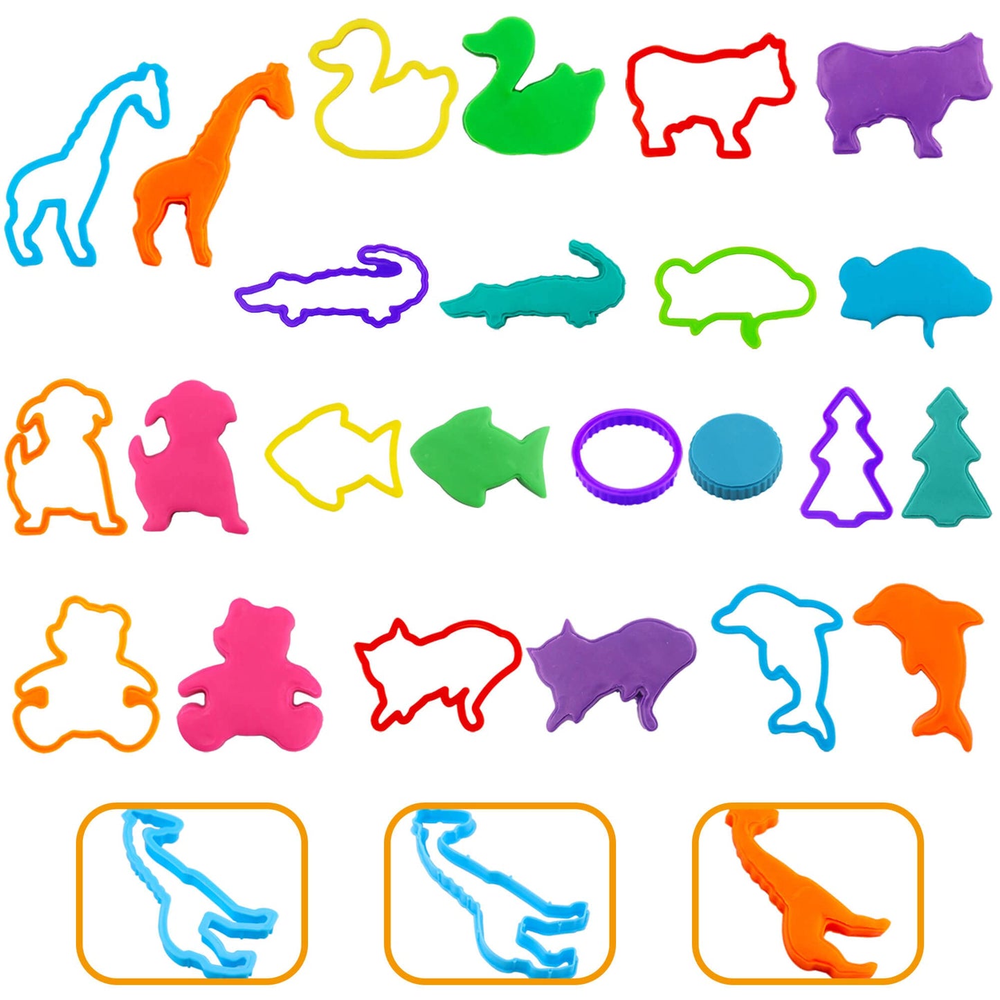 Frimoony Dough Tools Set For Kids, Various Animal Molds, Rolling Pins, Random Color, 47 Pcs