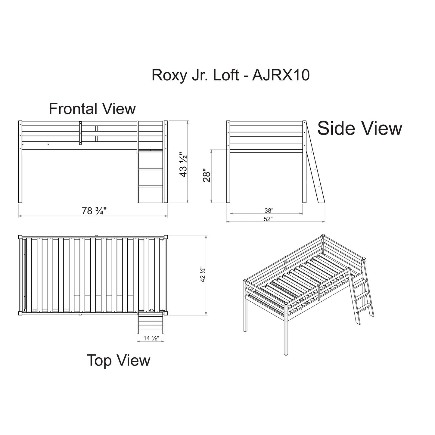 Roxy Twin Wood Junior Loft Bed - Espresso With Pink And White Playhouse Tent, Secure Guardrails, Versatile Ladder, Machine Washa