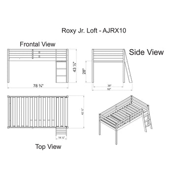 Roxy Twin Wood Junior Loft Bed - Espresso With Pink And White Playhouse Tent, Secure Guardrails, Versatile Ladder, Machine Washa
