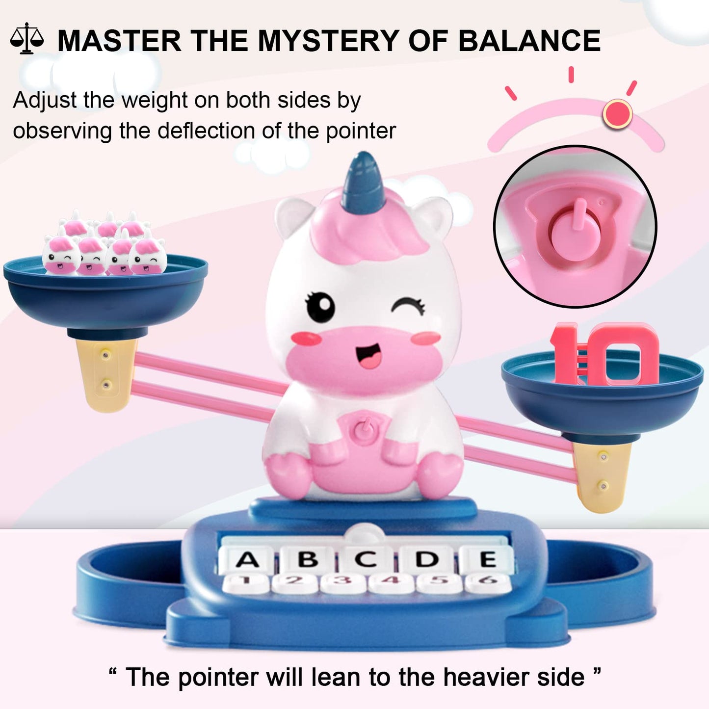 Kaodezhu Unicorn Math Balance Toy For Boys And Girls - Montessori Matching Letter Toy For Kids 3 Year Olds, Educational Kinderga