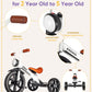 KRIDDO Kids Tricycle, 12 Inch Puncture Free Wheel w Front Light, Adjustable Seat Height, Gift for 2-5 Year Olds, White