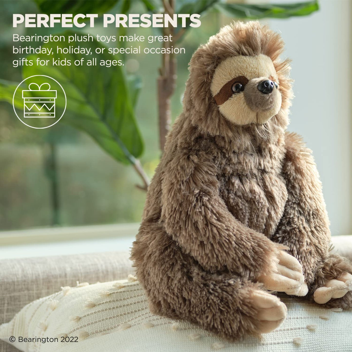 Bearington Speedy Plush Three Toed Sloth Stuffed Animal  12 inches