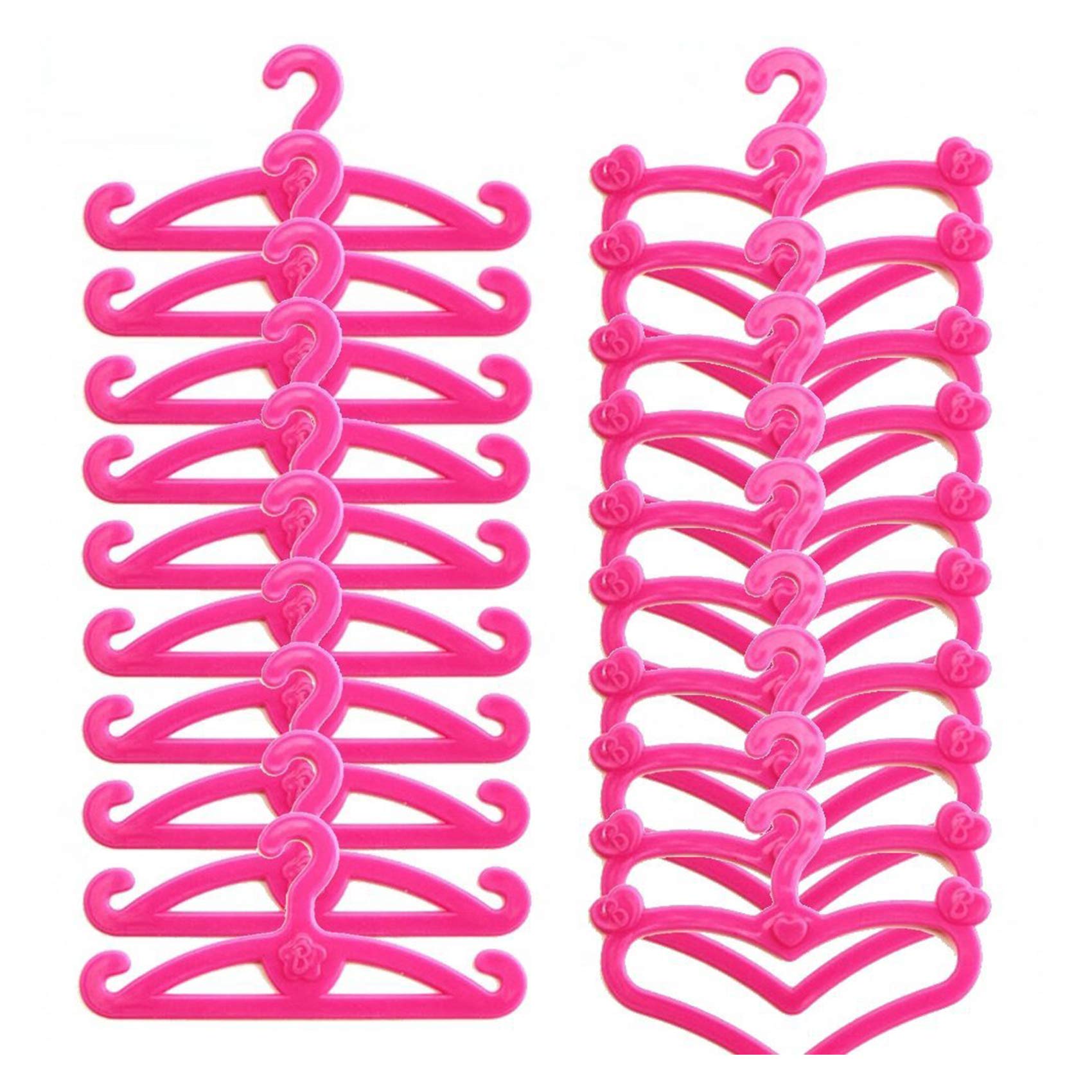 E-Ting 60 Pcs Pink Plastic Little Hangers For Girl Doll Dress Clothes Gown Doll Clothes Accessories