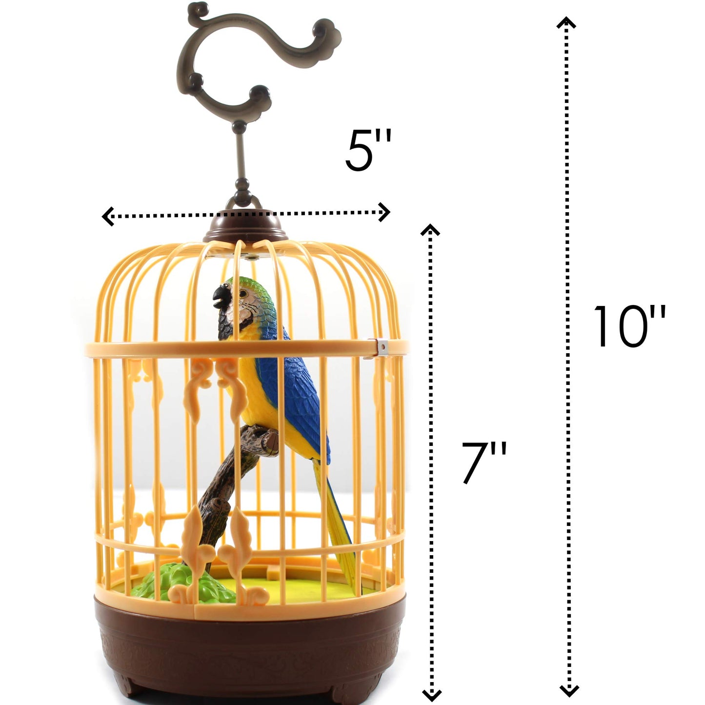 Chirping Bird in Cage - Realistic Singing & Moving Bird Toy with Lifelike Sounds  Motion Sensor & Beak Animation | enhanced Desk & Room Decoration | Battery - Operated