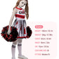 Spooktacular Creations Halloween Cheerleader Costume For Girls, Kids Zombie Cheerleader Outfit, Dead Fearleader Dress For Halloween Scary Costume Role Play Parties, Red White, S