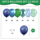 Blue And Green Balloon Set, 12 Inch Navy Blue Dark Green Balloon Metallic Chrome Green Blue Balloons, Confetti Green Blue Balloo