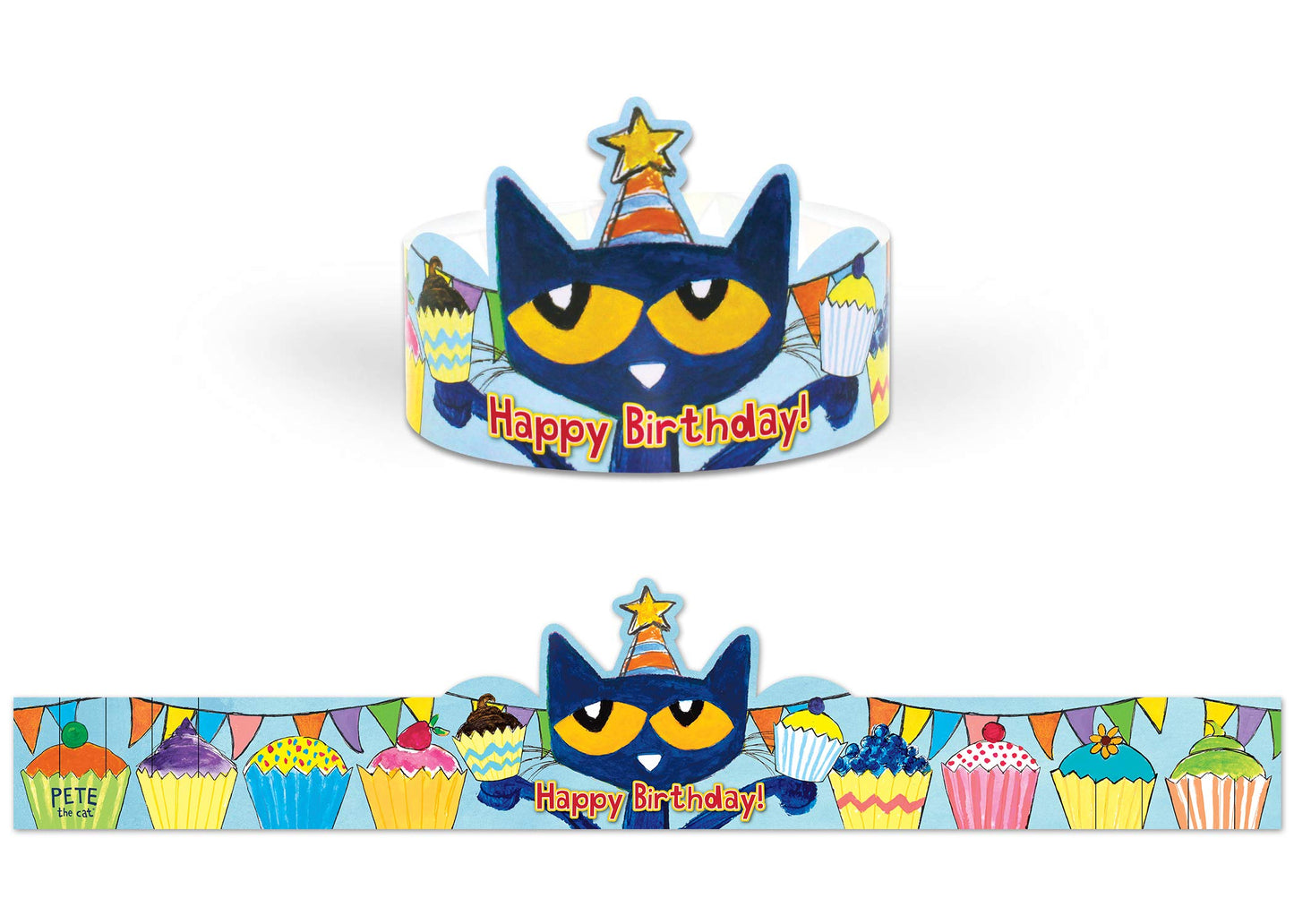 Teacher Created Resources Pete the Cat Happy Birthday Crowns, 24 x 4-3/4, Multicolor, 30/Pack (EP-62000)