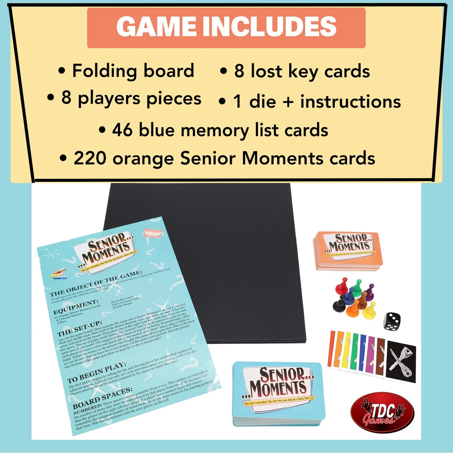 TDC Games Senior Moments Board Game - Medium Multi Color, Paper, Model 1700