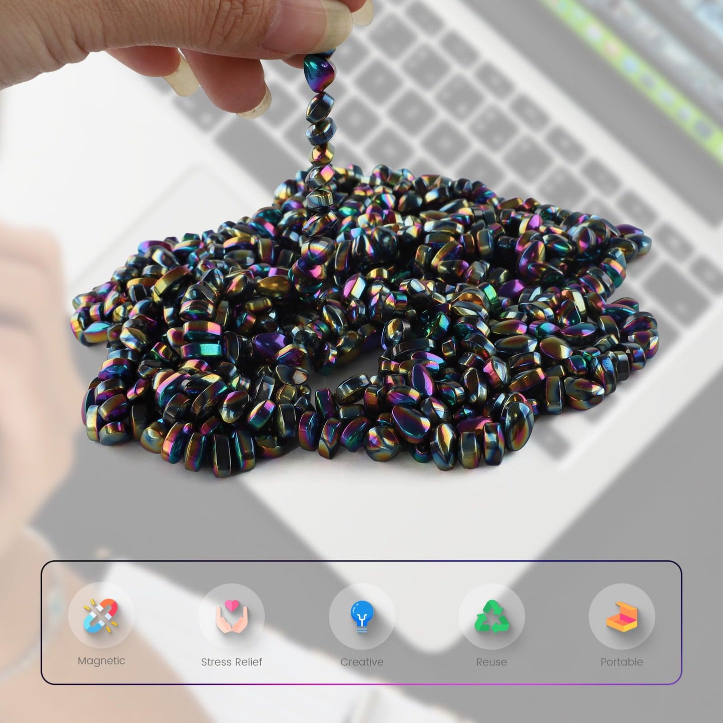 Hamho Magnetic Stones 500 Pcs Mini Magnetic Putty Desk Fidget Toys For Adults Magnetic Beads Desk Toys For Office (Color)