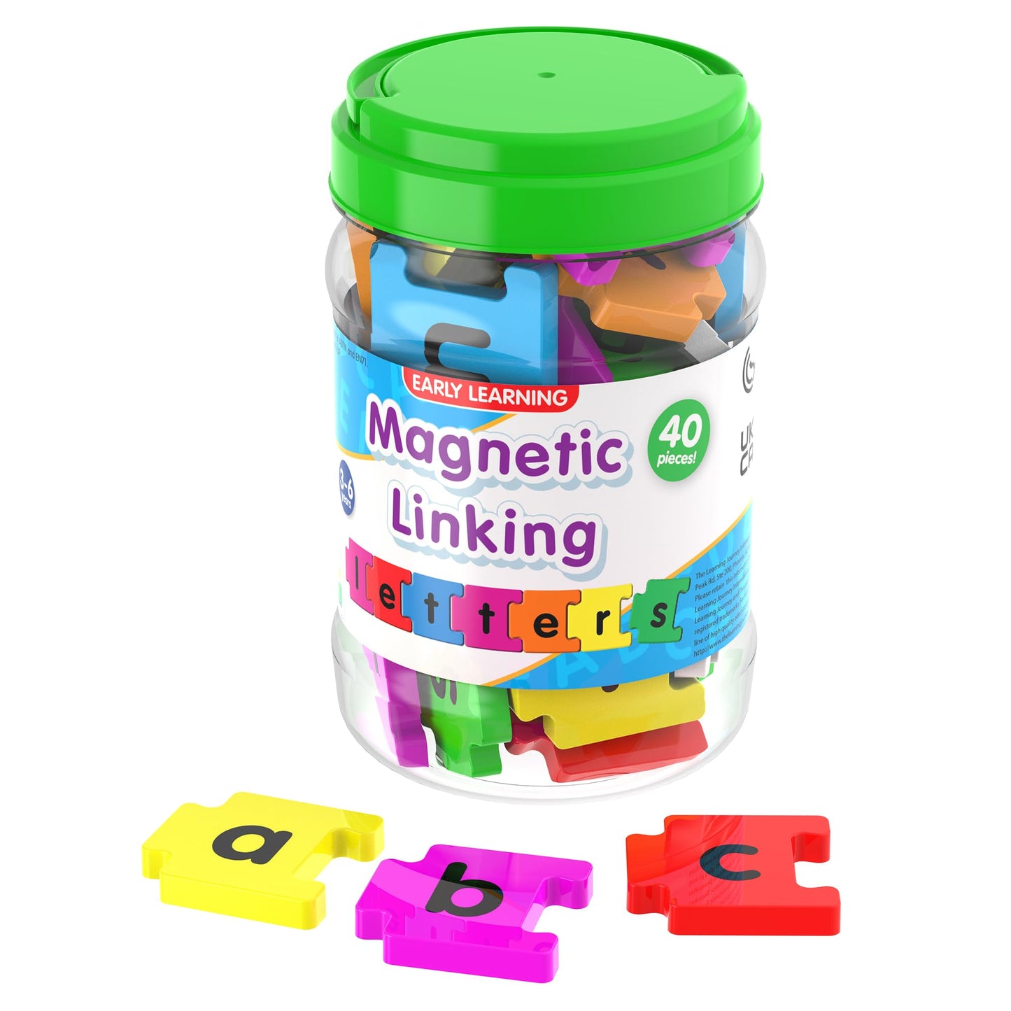 The Learning Journey Magnetic Linking Letters | Set Of 40 Colorful Abc Magnets | Lowercase Letters | Fridge Magnets For Toddlers 3+ | Alphabet Letters For Kids Spelling And Learning