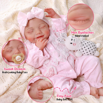 Babeside Lifelike Reborn Baby Dolls Olivia - 20-Inch Sweet Smile Real Life Realistic-Newborn Cloth Body Sleeping Baby Girl With
