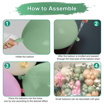 128Pcs Sage Green And Pink Balloon Arch Kit, Dusty Olive Green Blush Peach Beige Cream White Gold Latex Balloon Garland Kit For
