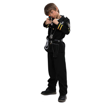 Twister.Ck Police Officer Costume For Kids, Police Costume For Boys, Police Cop Costume-Shirt,Pants,Hat, Belt,Halloween Cosplay Party (T)