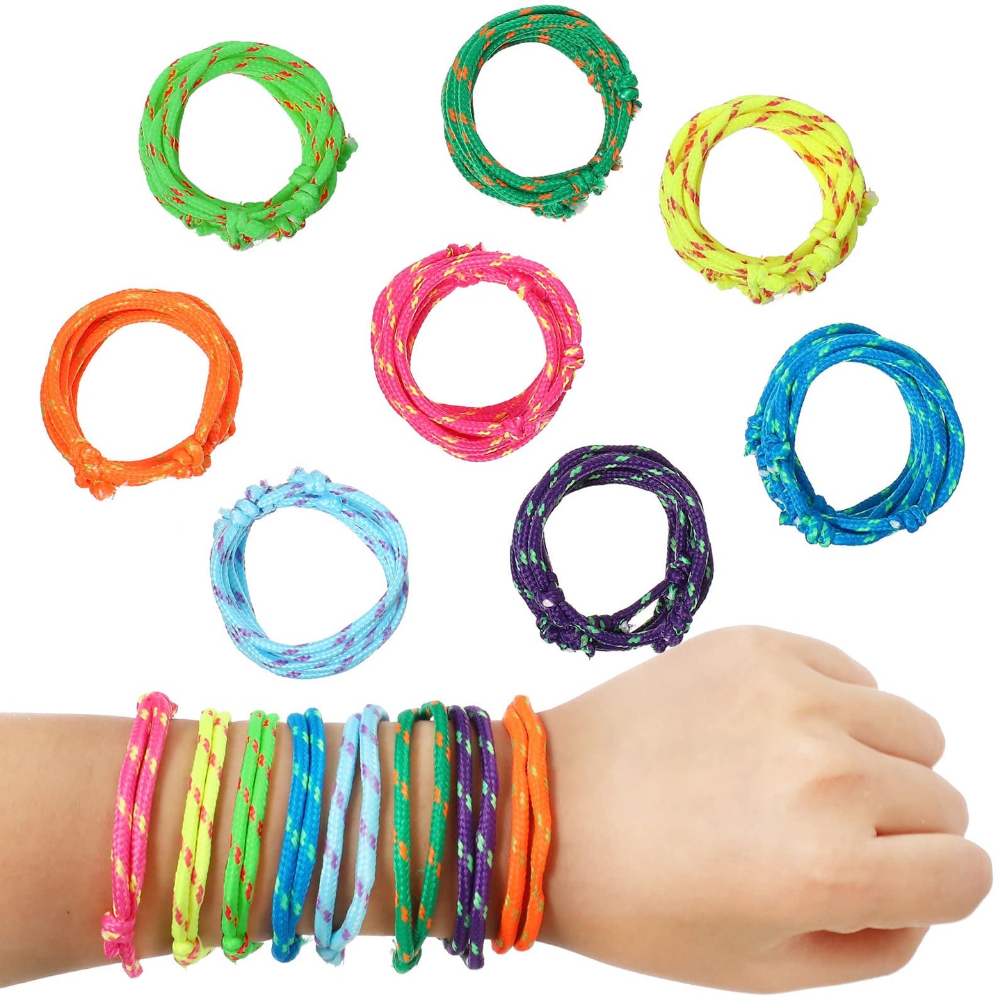 WILLBOND 216 Neon Friendship Bracelets Bulk for Kids Paracord Bracelet End of Year Gifts for Student Birthday Classroom Basket S