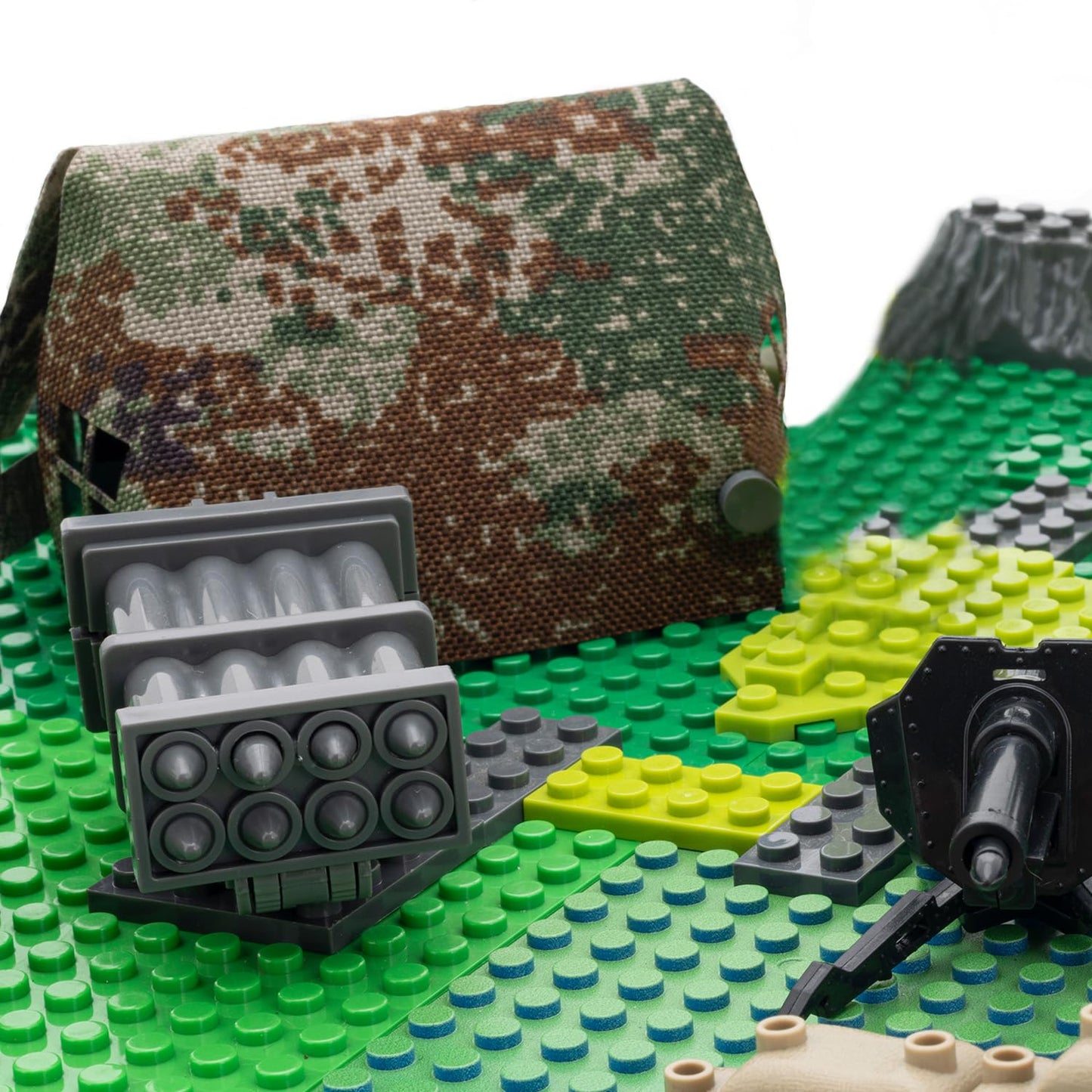 HIMIRICH WW2 Military Tent Building Blocks Model  Military  Toys for Kids 3+ Years  Compatible with Mini Figure Brick Toy(Army Green)