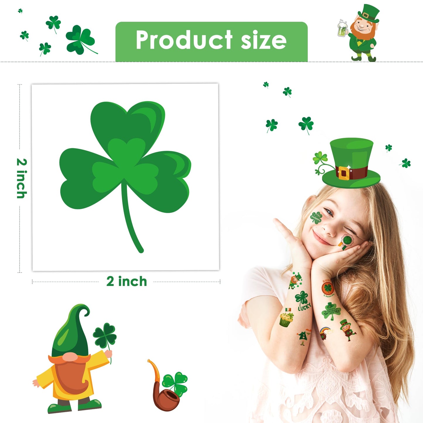 Mddruiqi 80 Pieces St Patrick'S Day Tattoos For Kids Over 3 Years Old