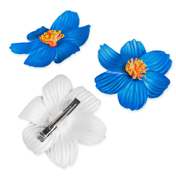 Super Z Outlet Hula Girl Paper Foam Hibiscus Color Assorted Flower Lei Hawaiian Island Rainforest Theme Hair Clips for Costume,