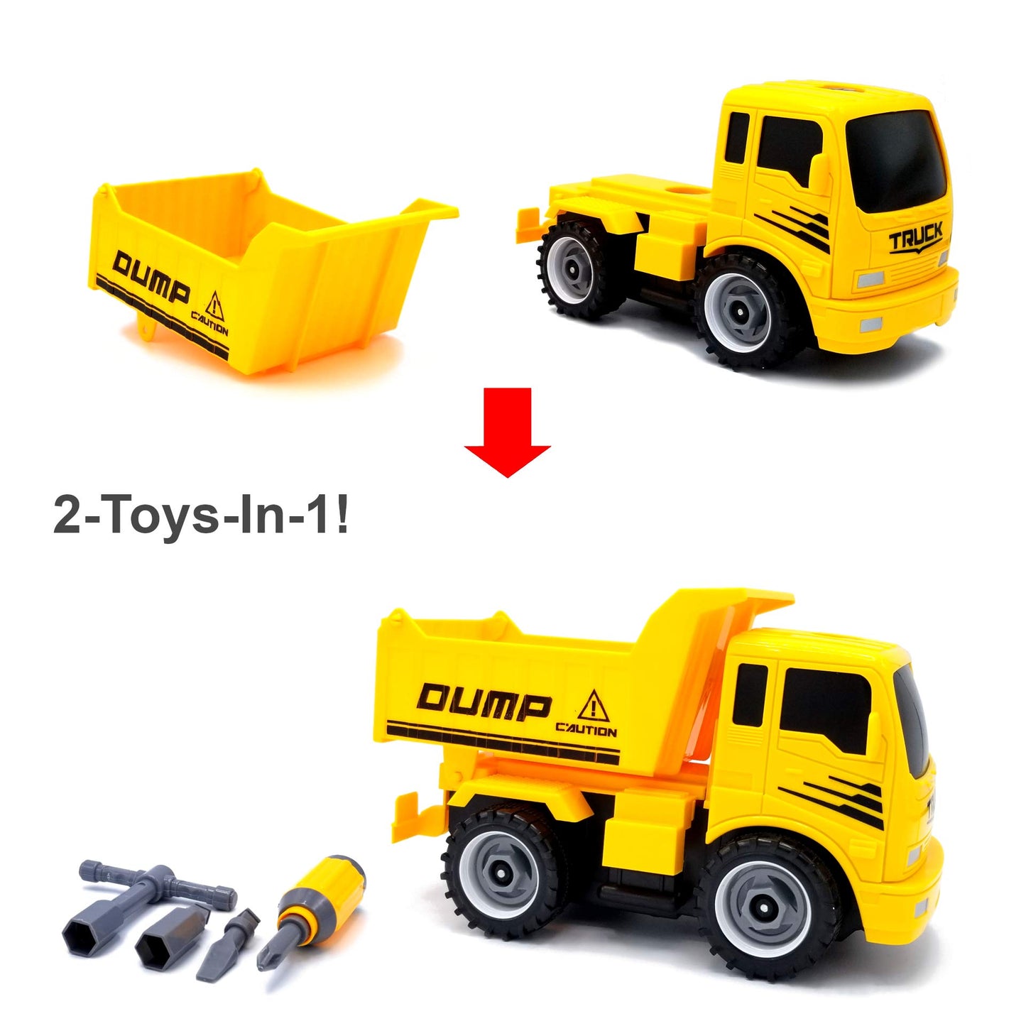 MUKIKIM Construct A Truck - Dump. Take it Apart & Put it Back Together + Friction Powered(2-Toys-in-1!) Awesome Award Winning To