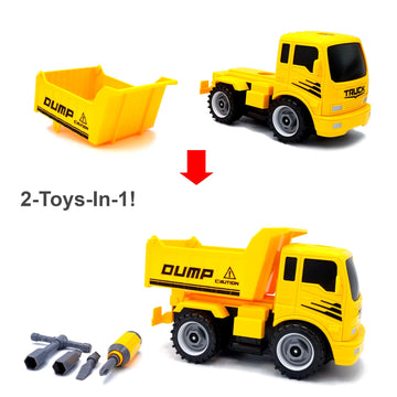 MUKIKIM Construct A Truck - Dump. Take it Apart & Put it Back Together + Friction Powered(2-Toys-in-1!) Awesome Award Winning To