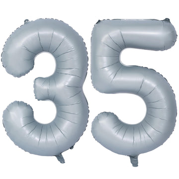 40 In Matte Gray Number Balloons Helium Foil Mylar Balloon Birthday Party Banquet Decoration 35