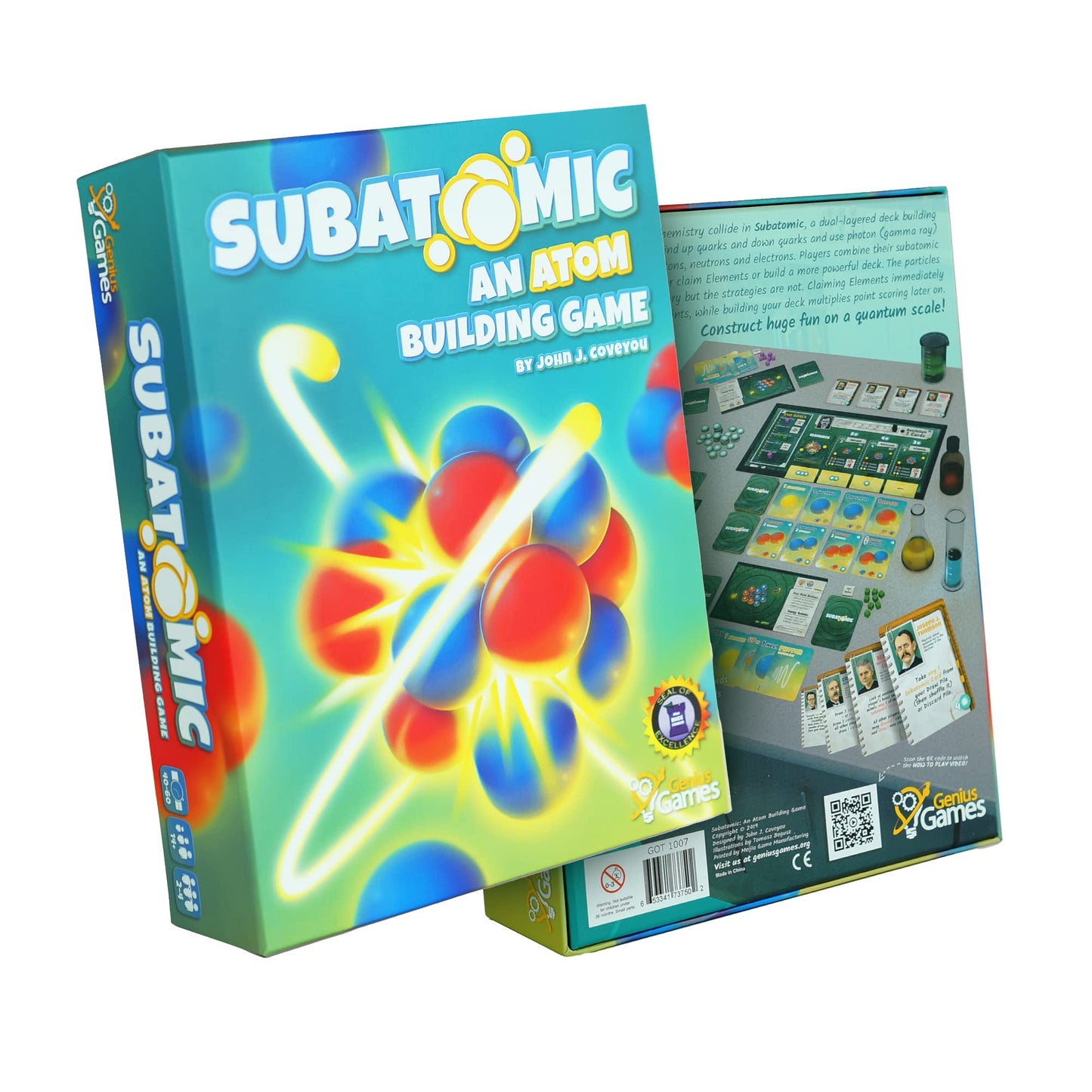 Genius Games Subatomic: Atom Building Game (2nd Edition) - Medium Cardboard - Educational Science Board Game for Teens & Adults