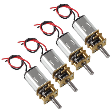 XIITIA 4pcs DC 3V-6V Mini N20 Gear Motor Slow Speed Full Metal Gearbox Without Terminal for Smart Car DIY RC Toys