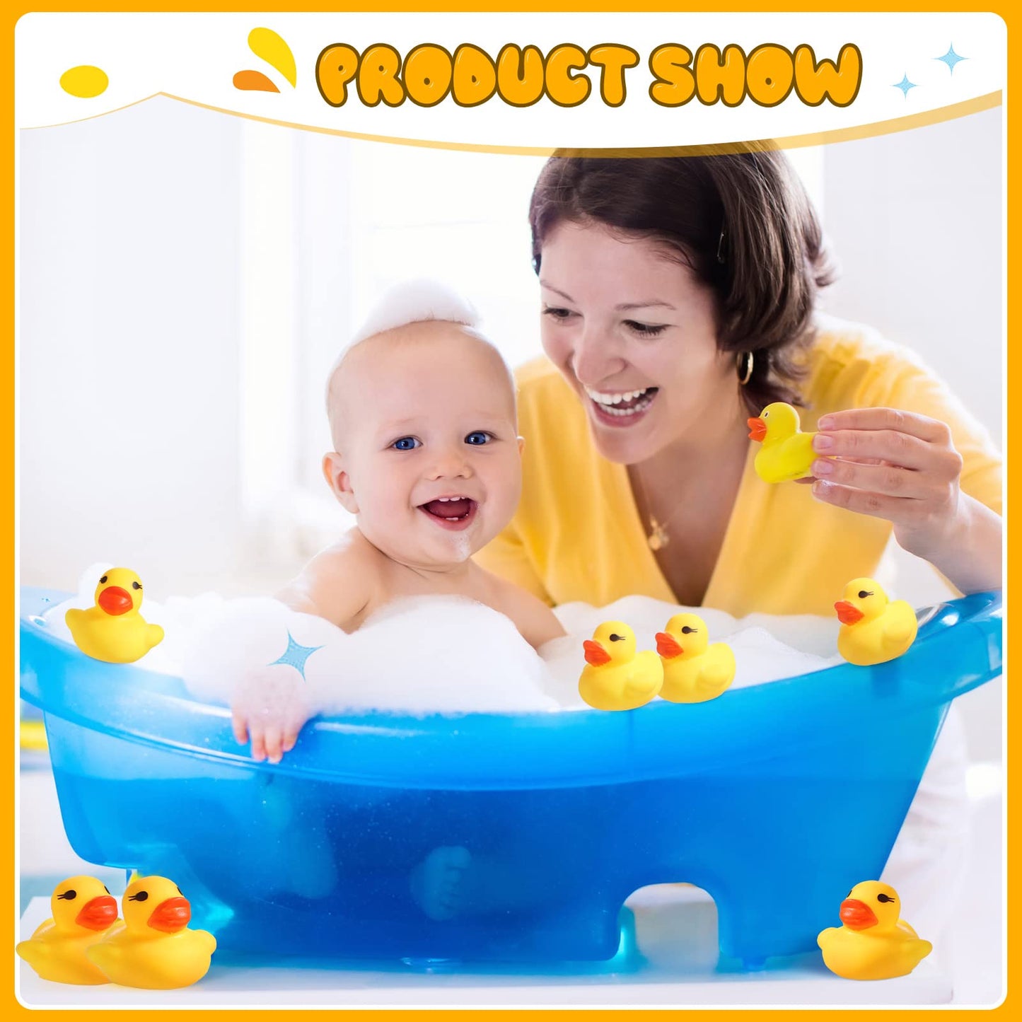200 Pcs Mini Rubber Ducks in Bulk Yellow Tiny Baby Shower Ducks Float Squeak Bathtub Duckies Preschool Bath Toy for Birthday Party Gift(1.57 x 1.57 x 1.18 Inch Yellow)