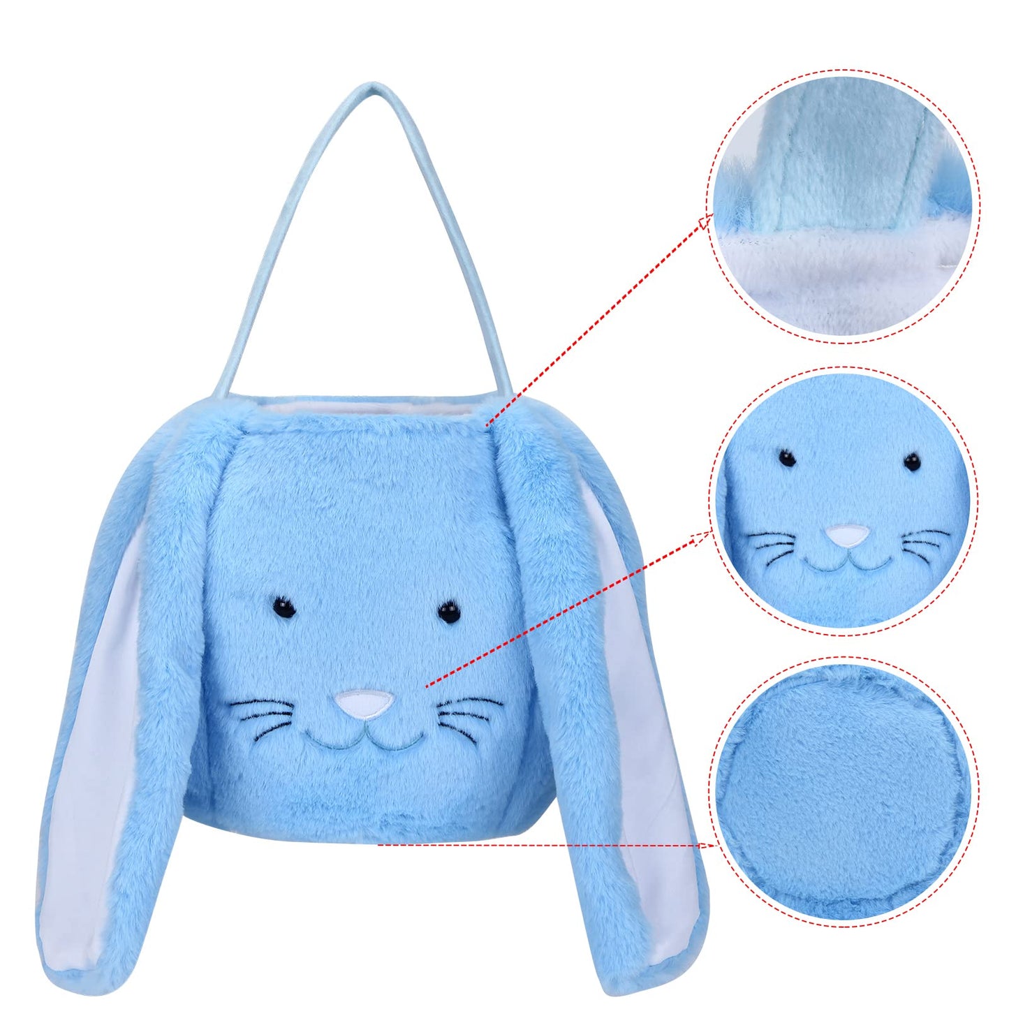 Xinblueco Plush Easter Bunny Basket Easter Buckets With Long Plush Ear Personalized Egg Hunting Easter Bags,Bunny Easter Tote Ba