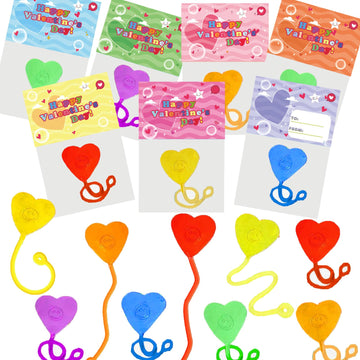 BEIGUO Valentines Day Cards for Kids,28 Pack Heart-Shaped Sticky Hands with Valentines Cards For Kids Valentines Party Favors C