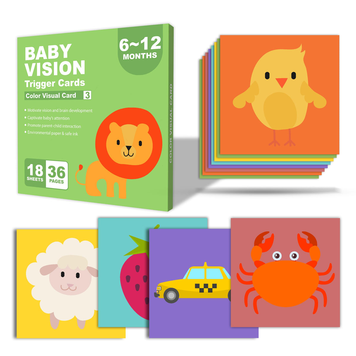 Funbizz Baby Vision Flash Cards 612 Months | 36 Color Visual Stimulation Flash Cards | Early Learning, Brain Development & Voca
