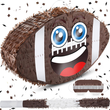 Poen Football Piata Set, Football Party Piata Bundle with a Blindfold, Bat and Confetti 13 x 13 x 3 Inch Funny Piata for Birthda