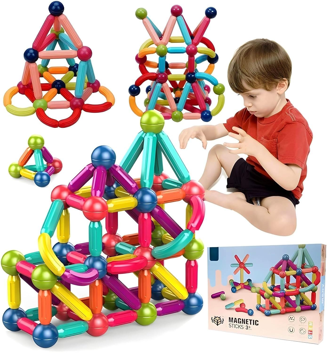 X14 Store Magnetic Stick Block Set | 42 Pcs | Magnetic Building Sticks | Stem Educational Toy For Kids | Develops Fine Motor Ski