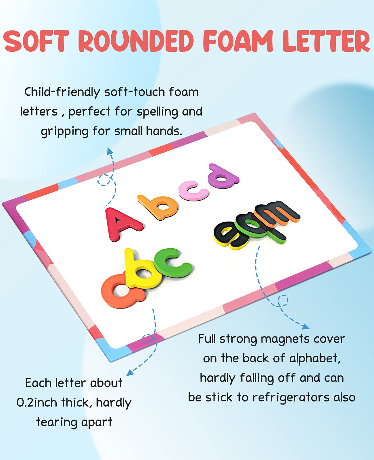 Gamenote Classroom Magnetic Alphabet Letters Kit 234 Pcs With Double - Side Magnet Board - Foam Alphabet Letters For Preschool Kids Toddler Spelling And Learning Colorful Abc Education Fridge Magnets
