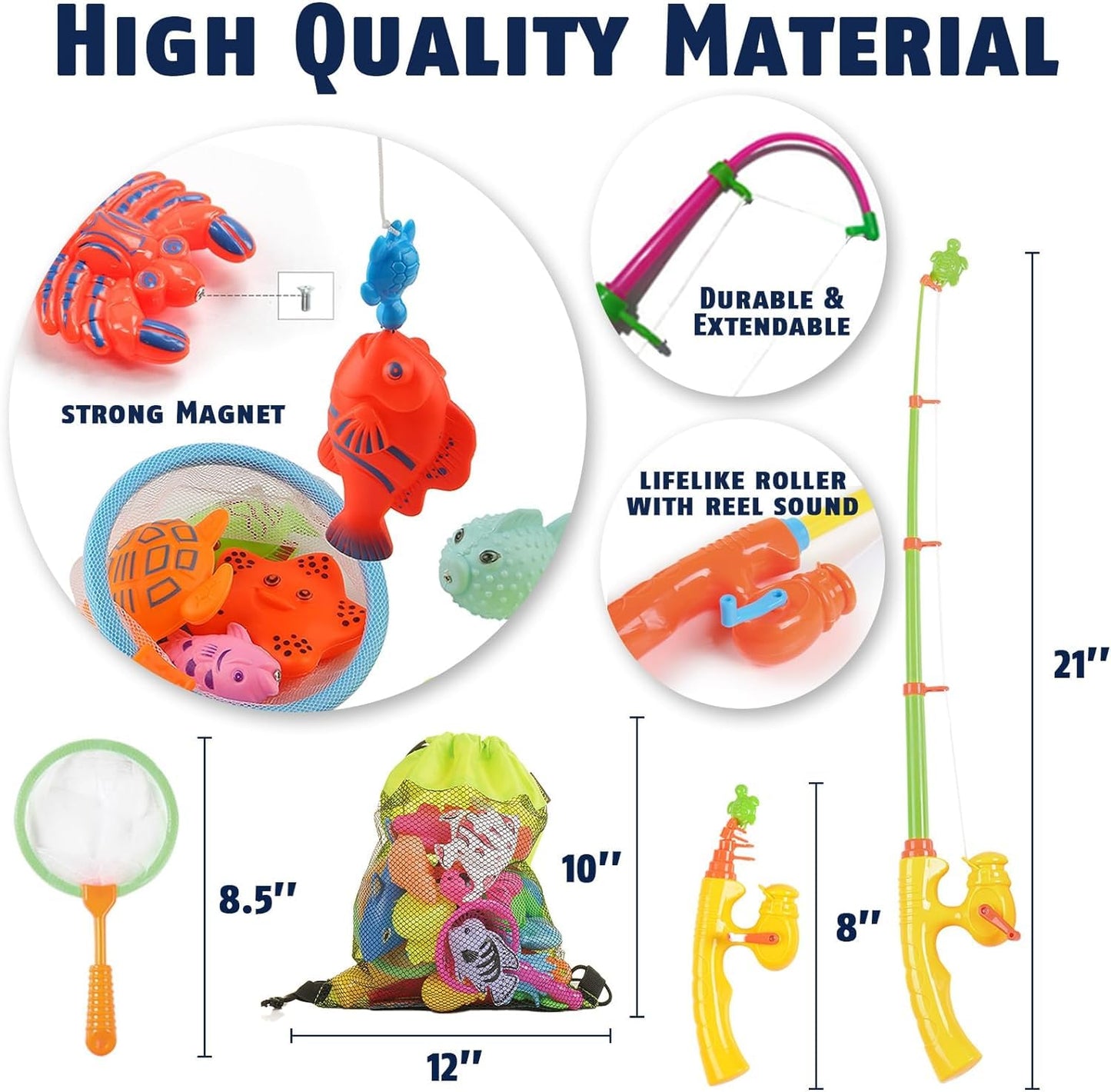 CozyBomB Magnetic Fishing Toys Set for Kids - 30 Plastic Floating Fish, Multicolor for Water Table & Bathtub Fun, Ages 3-6