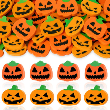 JUNEBRUSHS 65 Pcs Halloween Erasers, Large Cute Halloween Eraser Bulk for Kids Halloween Party Favors Cute Pumpkin Pencil Eraser
