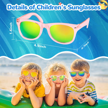 Rugort Kids Sunglasses Bulk Party Favors - 32 Packs Boys Girls Sunglasses For Kids Age 3-8 With Uv 400 Protection, Neon Sunglass