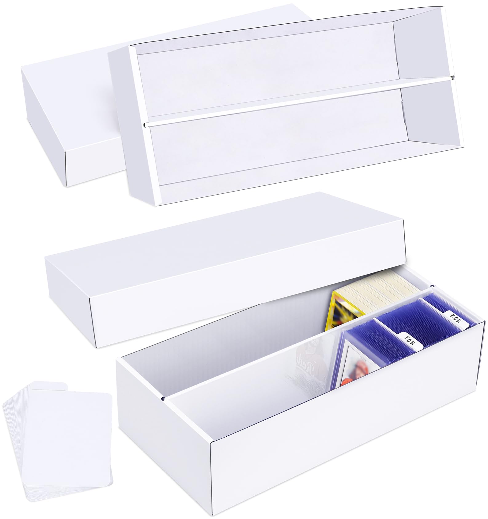 Leyzan Trading Card Storage Box 2 Pack-1600 Count Cardboard Organizer With Dividers For Mtg, Tcg, Sports, Toploader