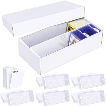 Leyzan Trading Card Storage Box 6 Pack-1600 Count Cardboard Organizer With Dividers For Mtg, Tcg, Sports, Toploader